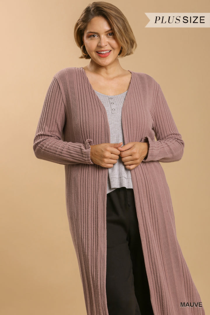 Open Front Long Body Cardigan - Plus Size