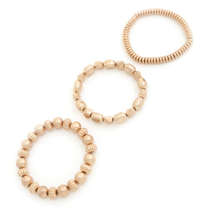 Beaded Bracelet Set Gold