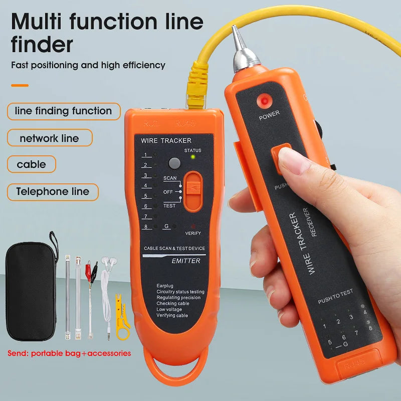 LAN Network Cable Tester Cat5 Cat6 RJ45 UTP STP Detector Line Finder Telephone Wire Tracker Tracer Diagnose Tone Tool Kit