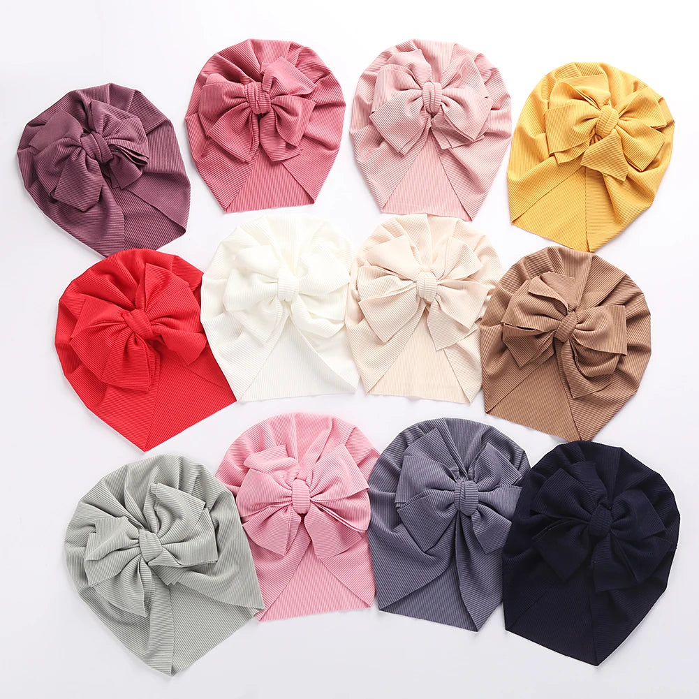 Bunny Knot Bow Headwraps for Baby Thin Elastic Caps Bonnet Newborn Toddler 0-4T