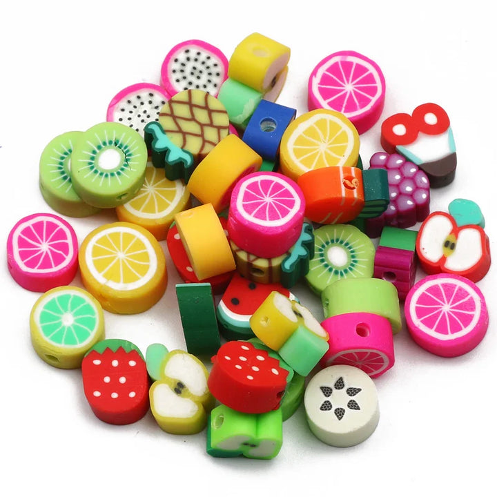 Mixed Fruit Polymer Clay Spacer Beads For Jewelry Making 20/50/100pcs