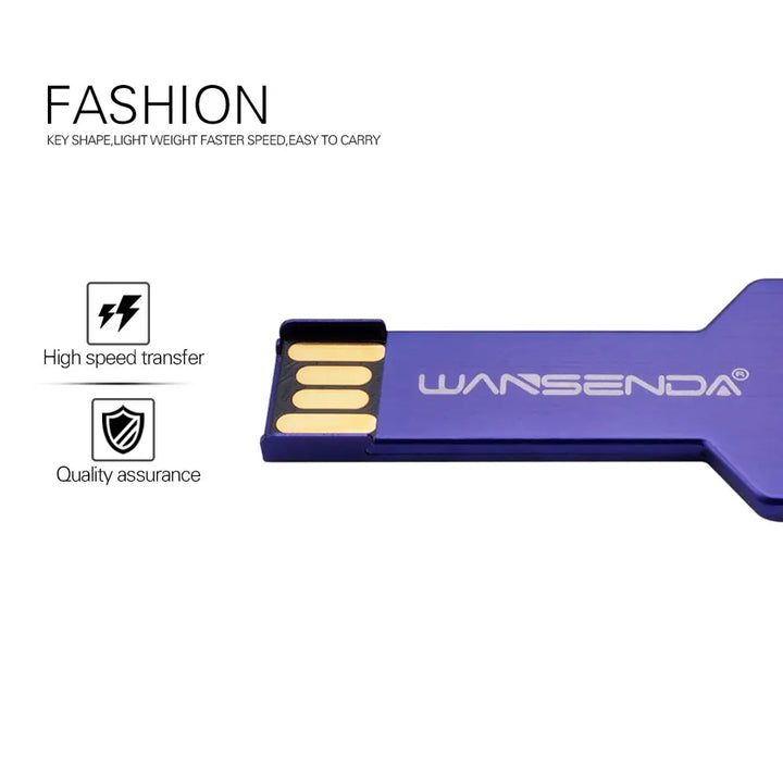 WANSENDA Key USB Flash Drive Waterproof Pen Drive 128GB 64GB 32GB 16GB 8GB Pendrive Memory Disk 2.0 Thumbdrive