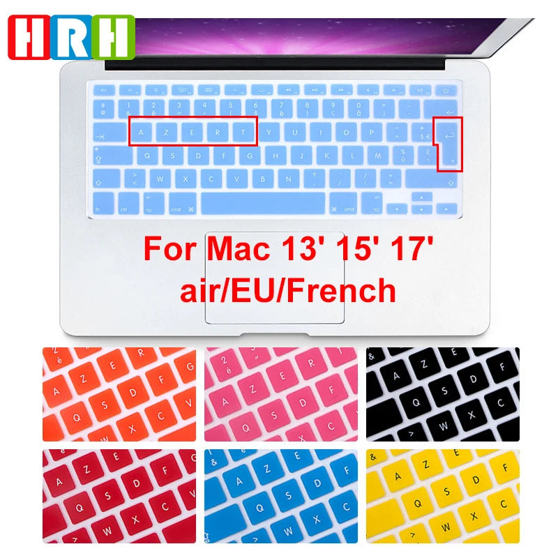 Soft French Silicone Keyboard Cover EU Version for Macbook Air Pro 13 15" A1466 A1369 A1278 A1286 A1502 A1425 A1398