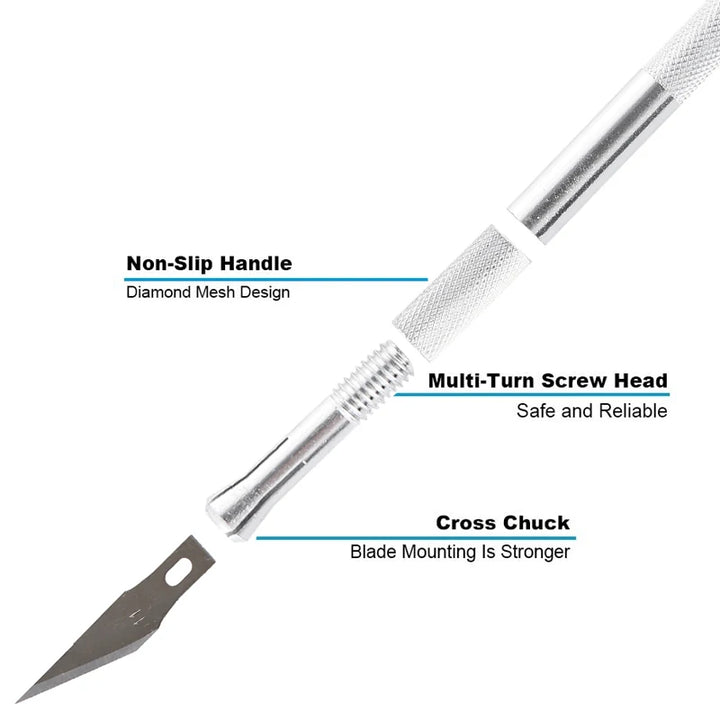 Non-Slip Metal Knife Kit + 40/10pcs #11 Blades Cutter Craft Knives
