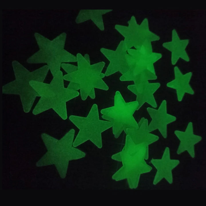 PVC Glow Stars Stickers - Luminous in Dark Night Fluorescent Wall Art 3D Decals Ceiling