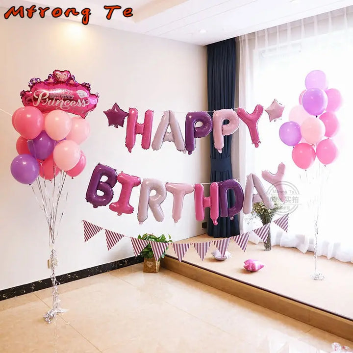 13pcs Happy Birthday Decoration Balloons Pink Blue Letter Foil Ballons Set Birthday Party Decor Air Globos Balony Anniversaire