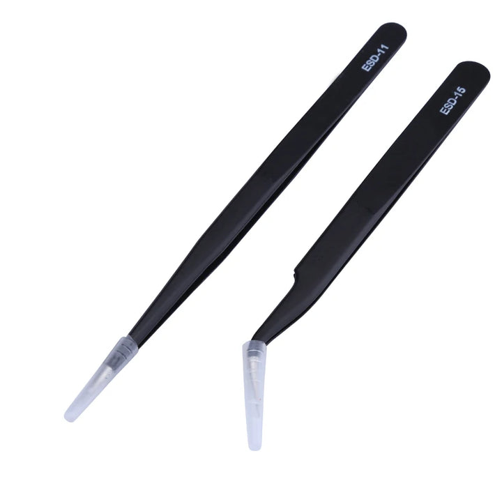 Anti-static Precision Tweezers Set Stainless Steel ESD Tweezer Electronics Repair Tools 2pcs/lot