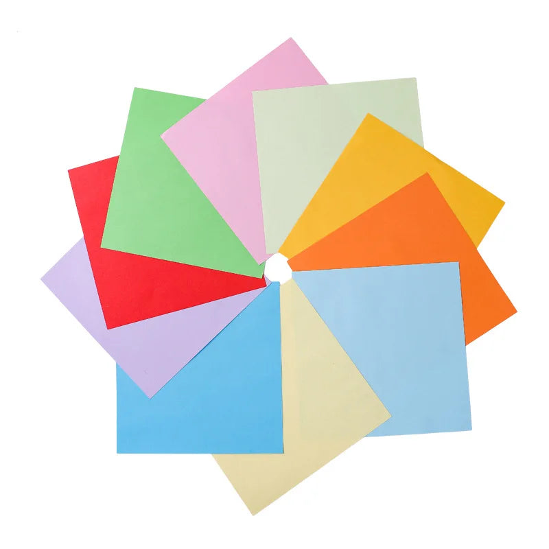 Square Origami Paper Double Sides Solid Color Folding Paper Multicolor 100pcs