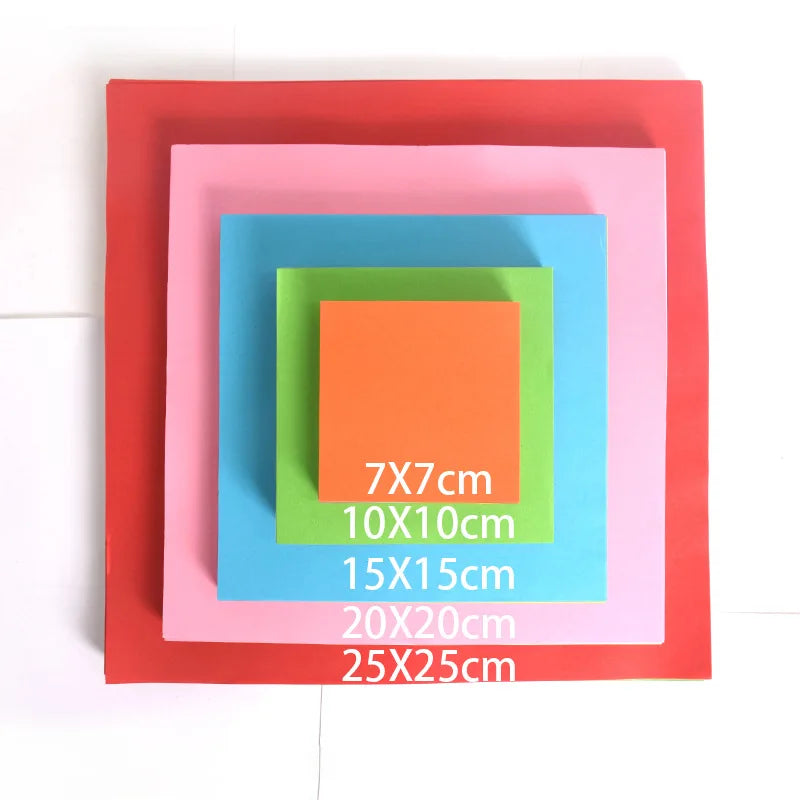 Square Origami Paper Double Sides Solid Color Folding Paper Multicolor 100pcs