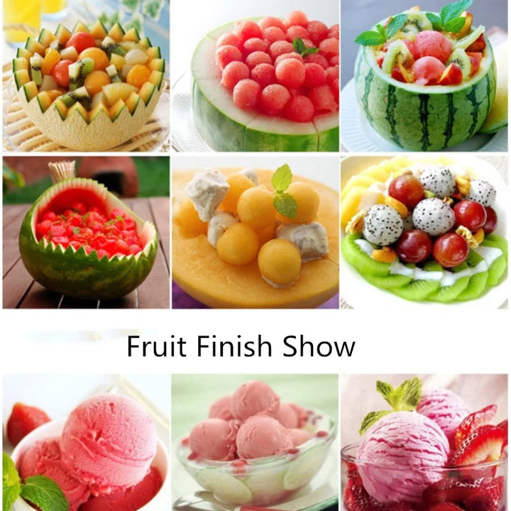 Melon watermelon Ball Scoop Fruit Spoon Ice Cream Sorbet Stainless Steel Double-end Cooking Tool