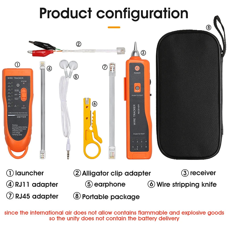 LAN Network Cable Tester Cat5 Cat6 RJ45 UTP STP Detector Line Finder Telephone Wire Tracker Tracer Diagnose Tone Tool Kit
