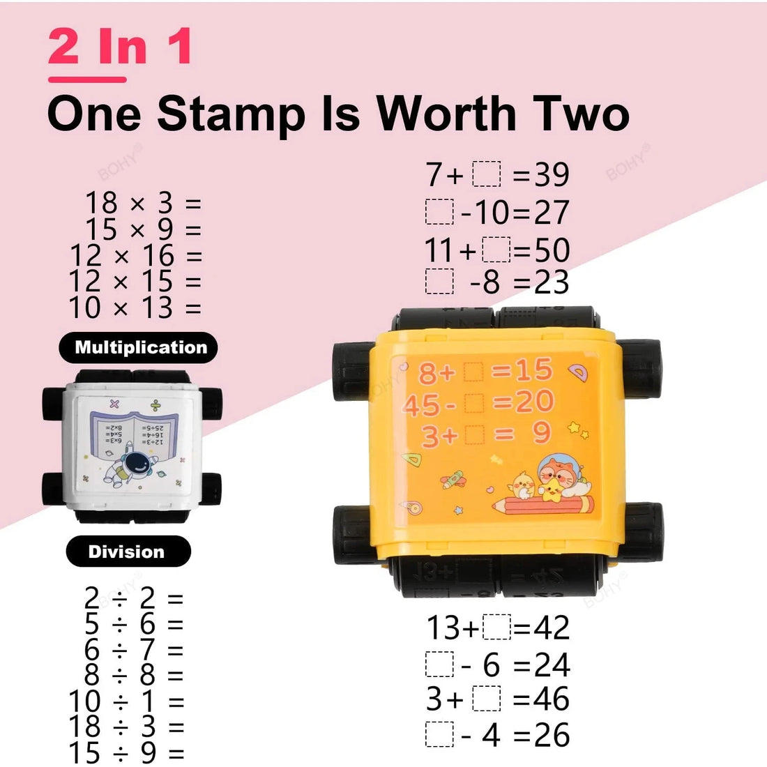 Teaching Stamp 2 in 1Fill In The Blank Roller Reusable Math Roller Stamp - 100 Math Practice