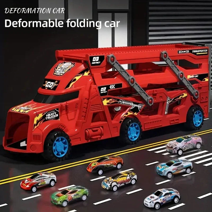 Large Kid Truck Transporter Car Toys Folding Track