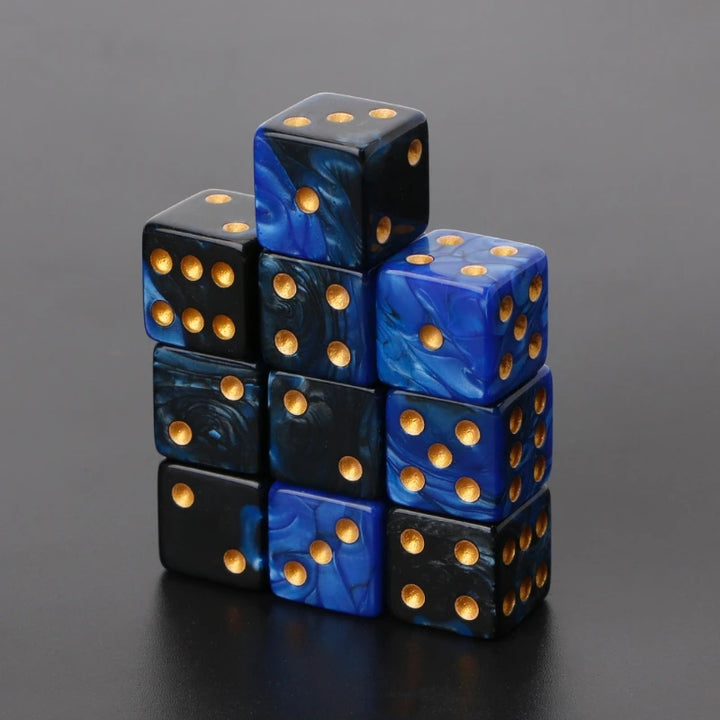 Multicolor Acrylic Cube dice set Six Sides Portable Table Games 10pcs 15mm