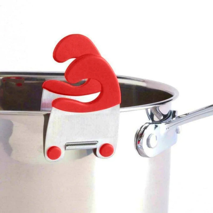 Stainless Steel Pot Side Clips Anti-scalding Spoon Holder Rubber 1Pcs