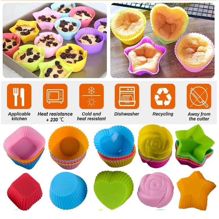 Silicone muffin mold Round muffin cup Heart cake baking mold 6/12PCS