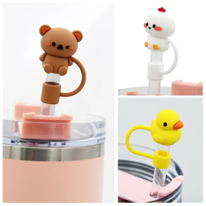 Animal or Candy Heart Straw Cover Cap For Stanley Cup Reusable  Compatible 30&40 Oz Tumbler 5Pcs10mm