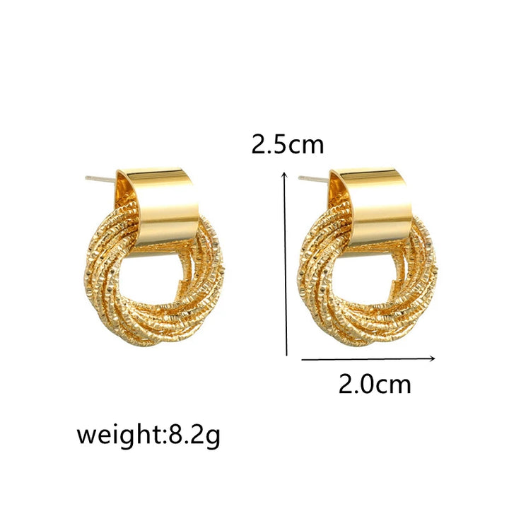 Retro Metal Gold Earrings Small Circle Stud Earrings for Women Jewelry