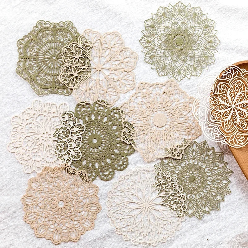 Vintage Flower Circle Lace Material Paper Scrapbooking Craft Paper 10 Pcs