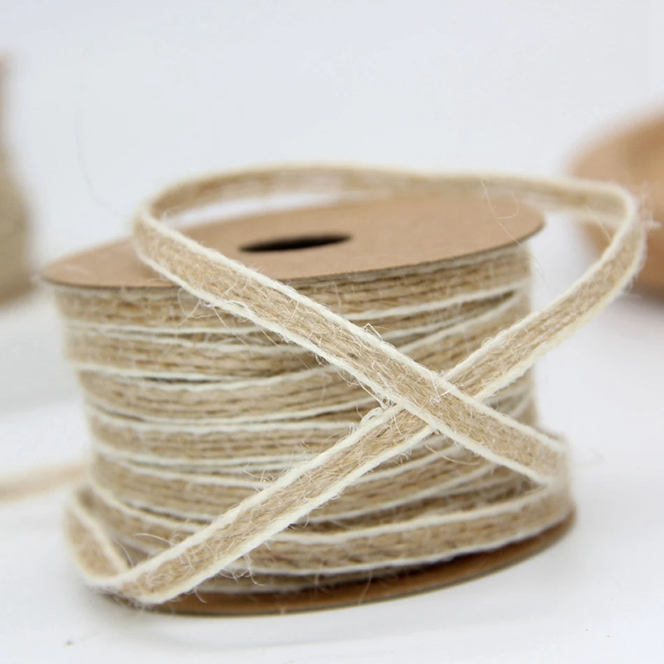 Natural Vintage Jute String Gift Wrapping Ribbon Bows Twine Rope Burlap Decoration 5M