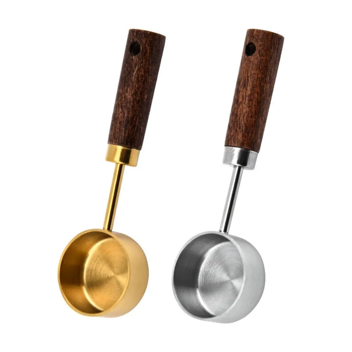 Wooden Handle Measuring Spoon 10ml Stainless Steel Scoop