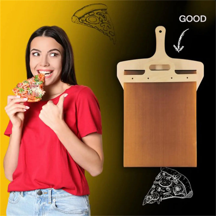 Sliding Pizza Peel Shovel Foldable Wooden Handle Transfer Tray Pizza Spatula Bread Baking