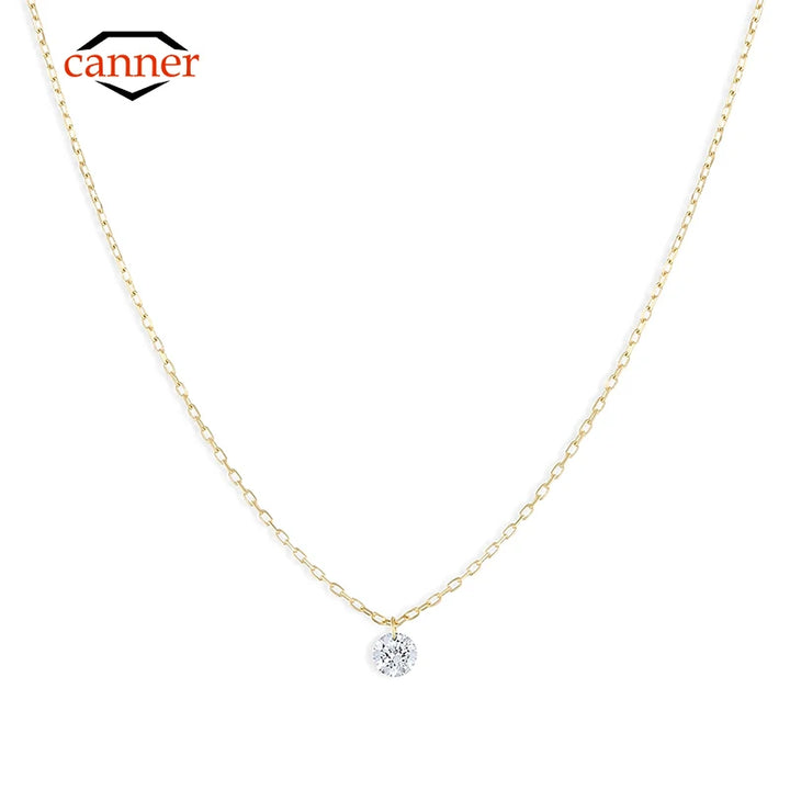 Crystal Zircon 925 Sterling Silver Necklace Fine Jewelry Long Chain