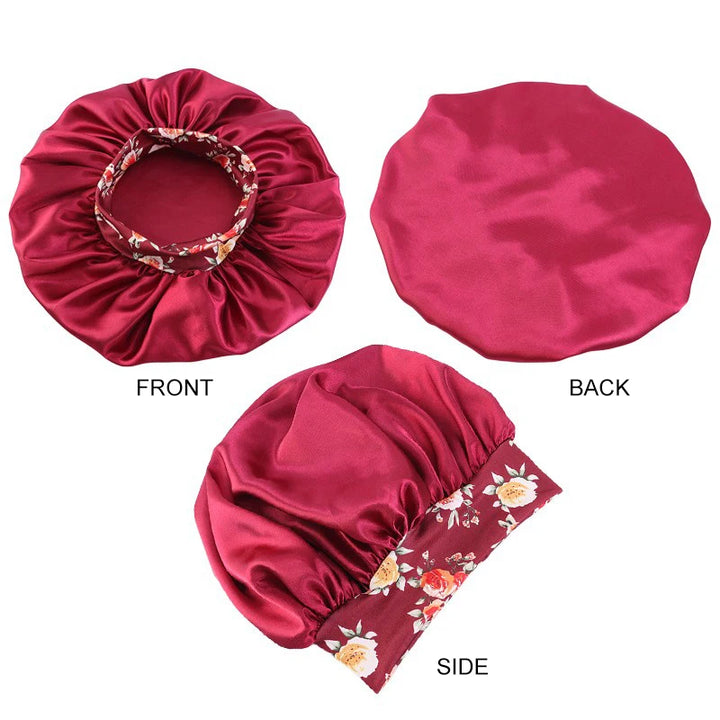 Satin Sleeping Hat Night Hair Care Bonnet Nightcap Silky Shower Caps Flower Band
