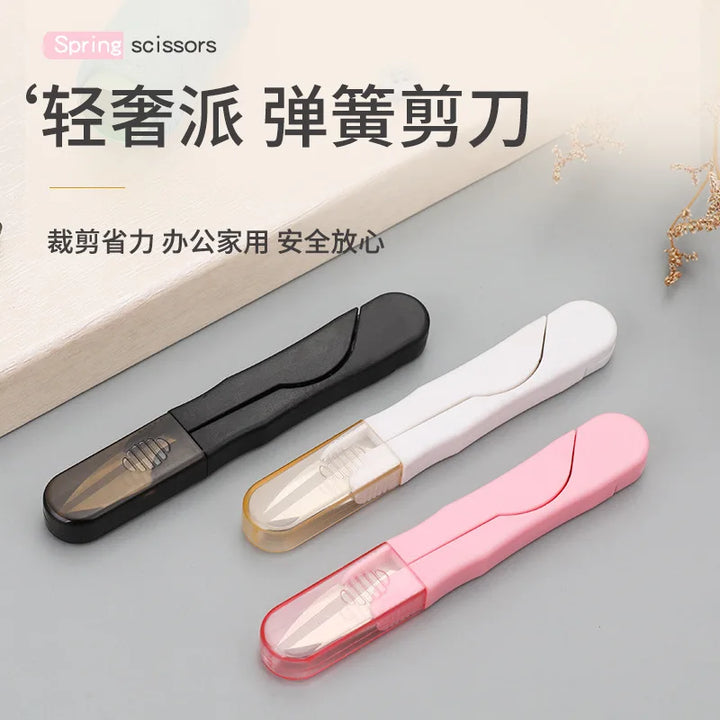 Stainless Steel Spring Scissors with Cover Portable Sewing Scissors Cross-stitch Tailor's Scissors