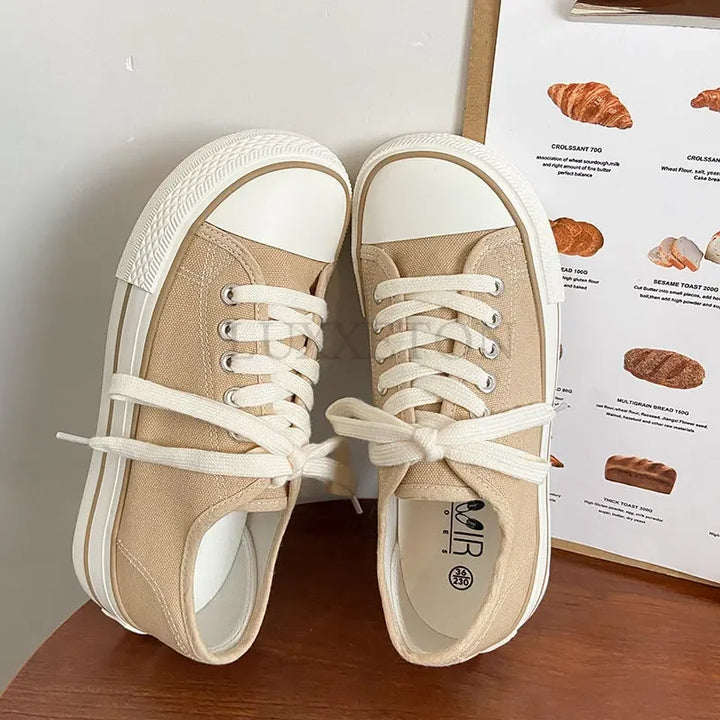 Canvas Tie Up Shoes Casual Sneakers Woman Shoes