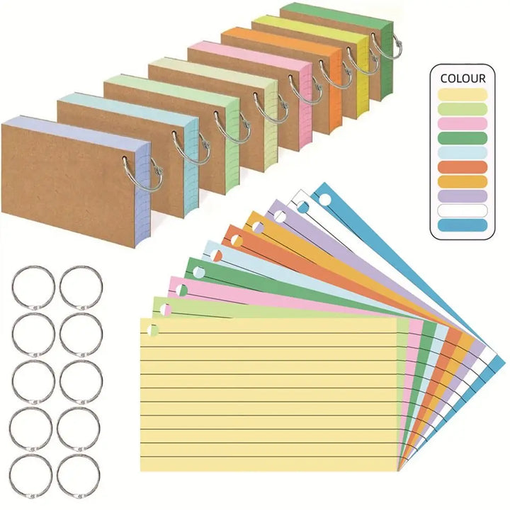 Loose-Leaf Index Cards Flash Cards Horizontal Line 50Pcs