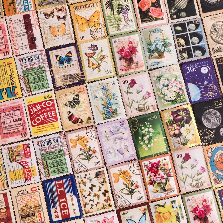 Vintage Stamp Memories Stickers Scrapbooking Decorative Stationery Stickers 46pcs