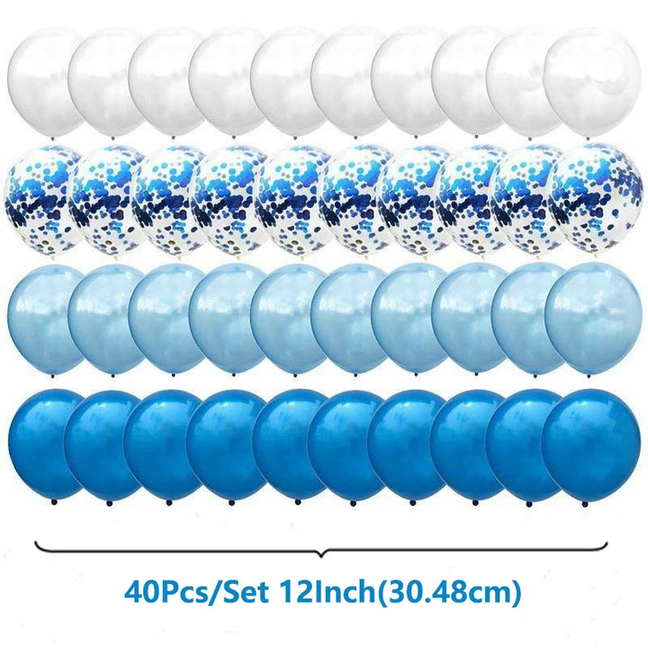 40Pcs/Set 12inch Mix Blue Rose Gold Confetti Latex Balloon Party Decorations