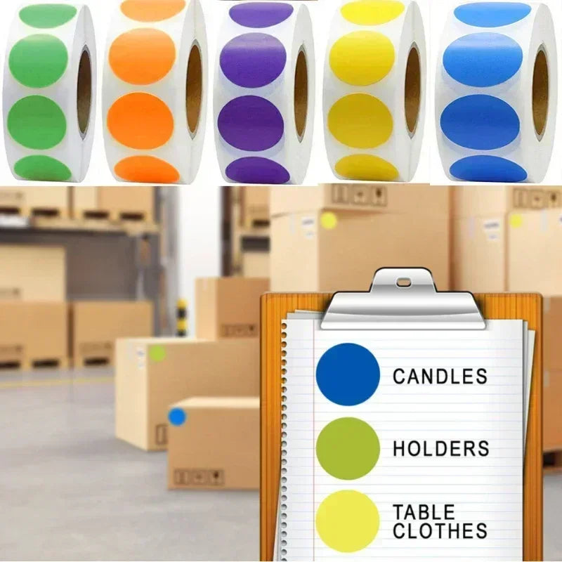 Round glossy Labels sticker Color Code Dot Labels 100/500pcs