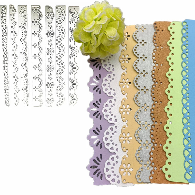 Lace Cutting Die Scrapbooking Paper Card Decorative Edge Frame Die Cut 7pcs/Set