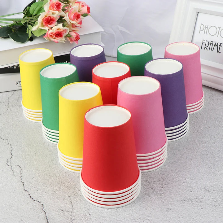 Color Disposable Cups Handmade Paper 10pcs
