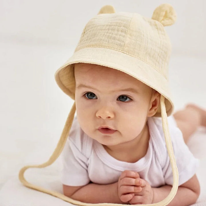 Muslin Baby Bucket Hats - Cute Print Panama Fisherman Cap for Girls and Boys, Outdoor Infant Caps, Suitable for 3-12 Months