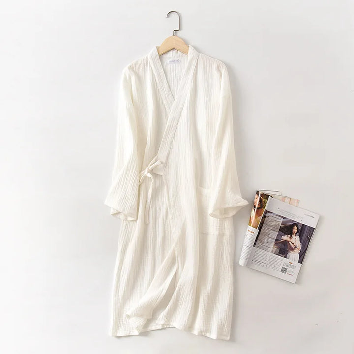 Cotton Crepe Kimono Robe for Couples - Bathrobe for Men and Women, Robes for Women's Sleepwear