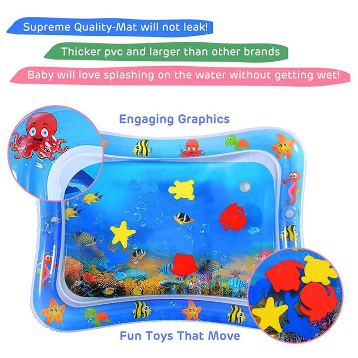 Baby Water Play Mat - Inflatable PVC Infant Tummy Time Toddler Water Pad for Kids, Early Education Developing Activity Toy