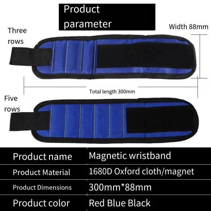 Magnetic Wristband for Holding Screws Nails Drilling Bits Wrist Tool Holder Belts with Strong Magnets