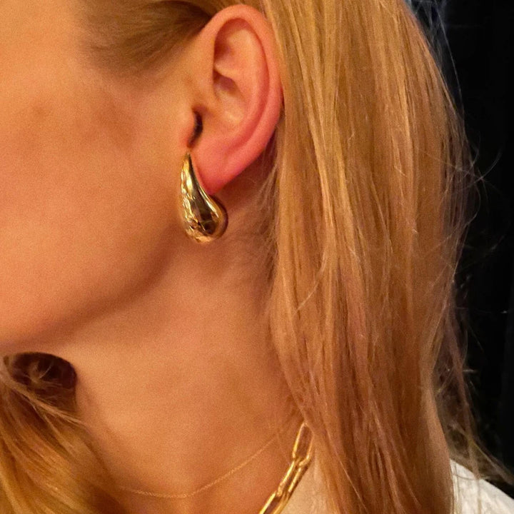 Extra Large Drop Earrings - Oversized Chunky Hoop Earrings, Lightweight Hypoallergenic, Gold Plated