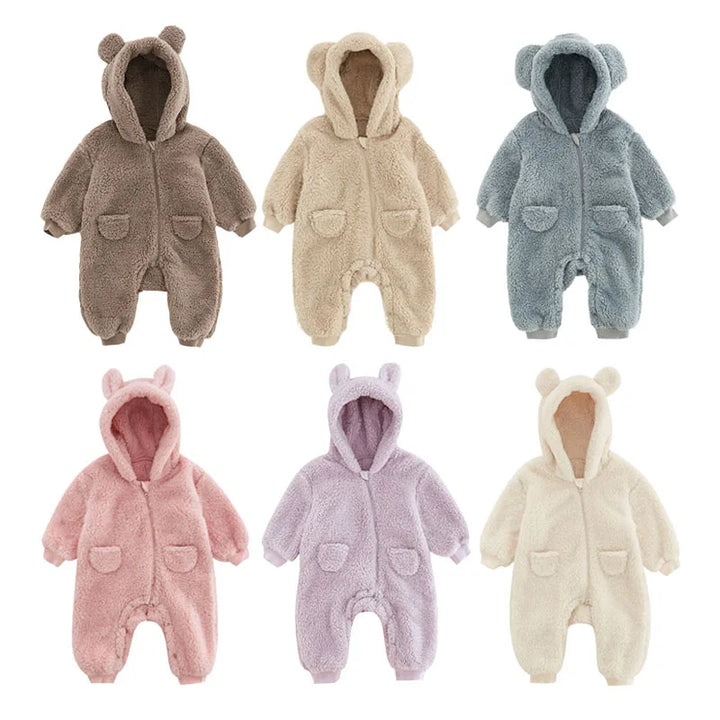 0-2Y Baby Bear Jumpsuits Warm Fleece Costume
