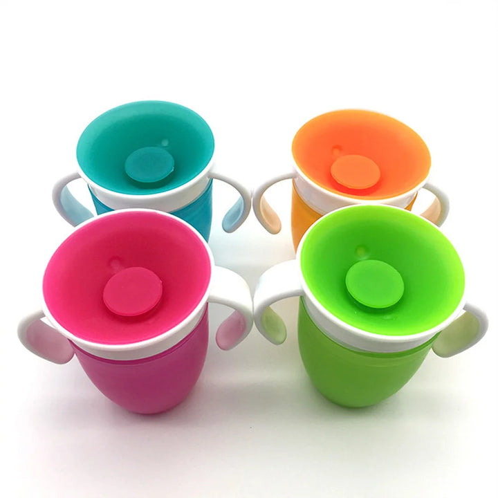 360 Degrees Drinking Cup with Double Handle Leakproof Silicone Water Cups Bottle