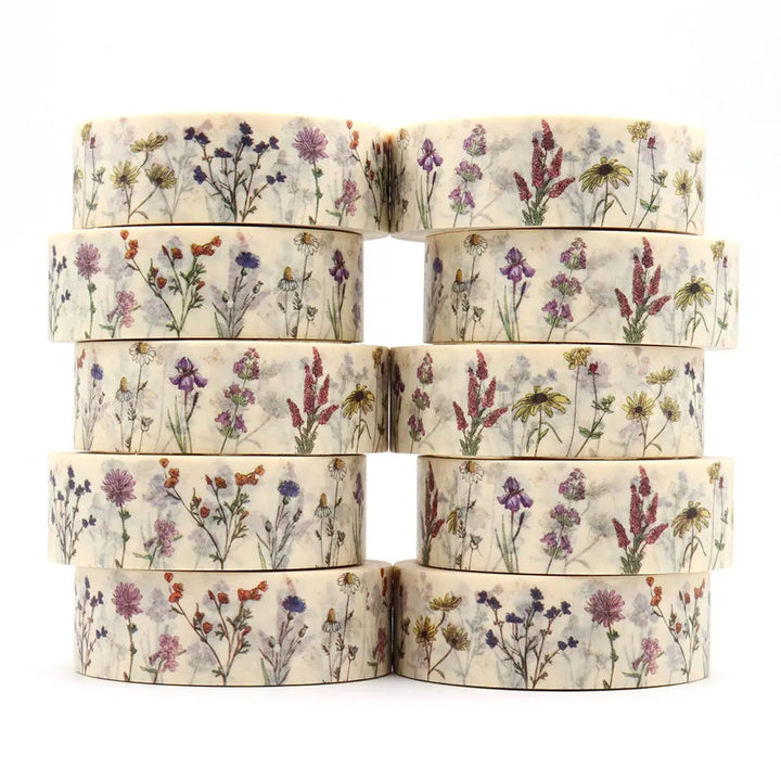 Spring Floral Botanic Herbs Wild Flowers Washi Tape tape Decorative Stationery 1PC 15mm*10m