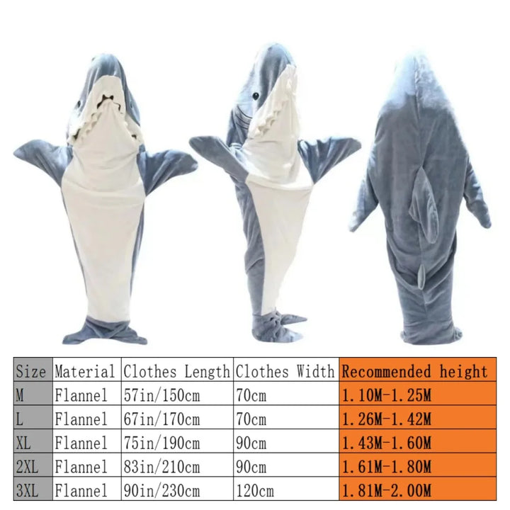 Shark Sleeping Bag Pajamas - Office Nap Blanket, Soft Cozy Fabric Shawl Blanket for Children and Adults