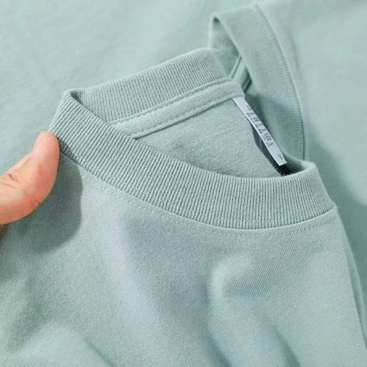100% Cotton T-shirt Unisex Solid Color Short-sleeved