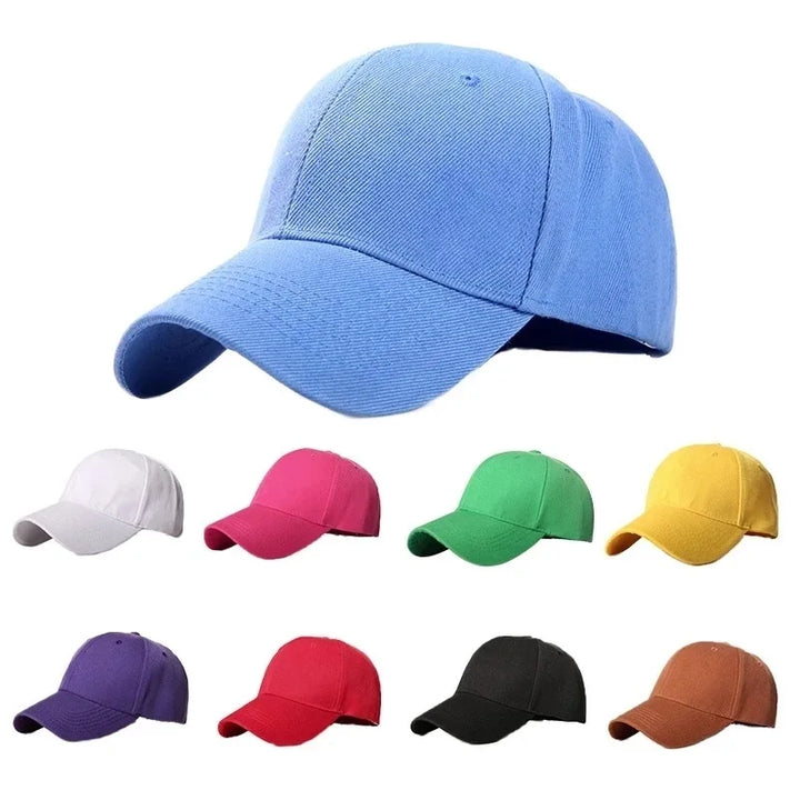 Unisex Adjustable Baseball Cap - Solid Color Peaked Cap, Multiple Colors