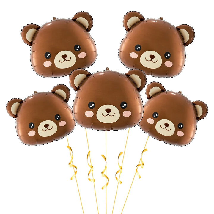 Coffee Brown Teddy Bear Balloon Number Birthday Party Decoration