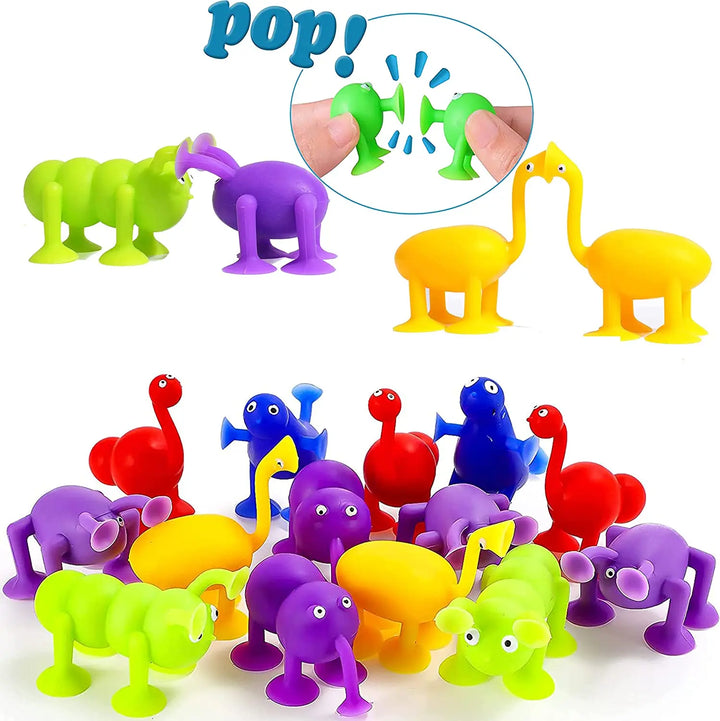 Soft Silicone Building Blocks Toy - Animal Shape Suction Toy for Kids, Bath Toy